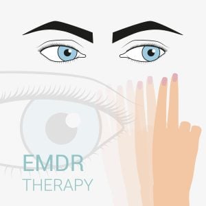 Psychotherapy and psychology. Emdr therapy help with psychological problems. Sadness, longing, despondency, depression. Eye movement to the right and left