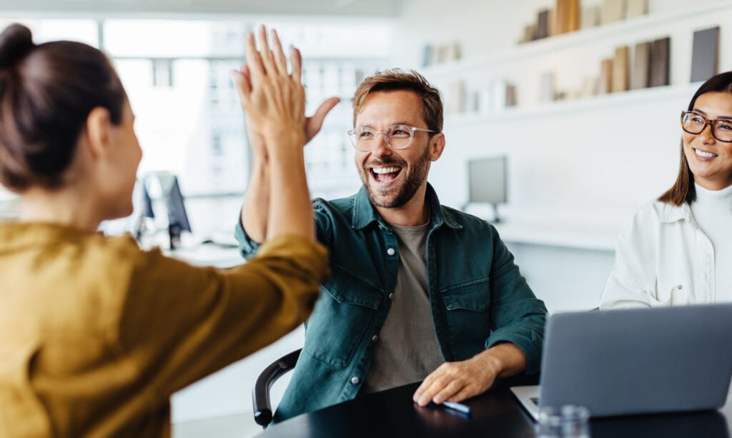 workplace high five