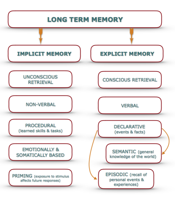 Differences between implicit and explicit memory